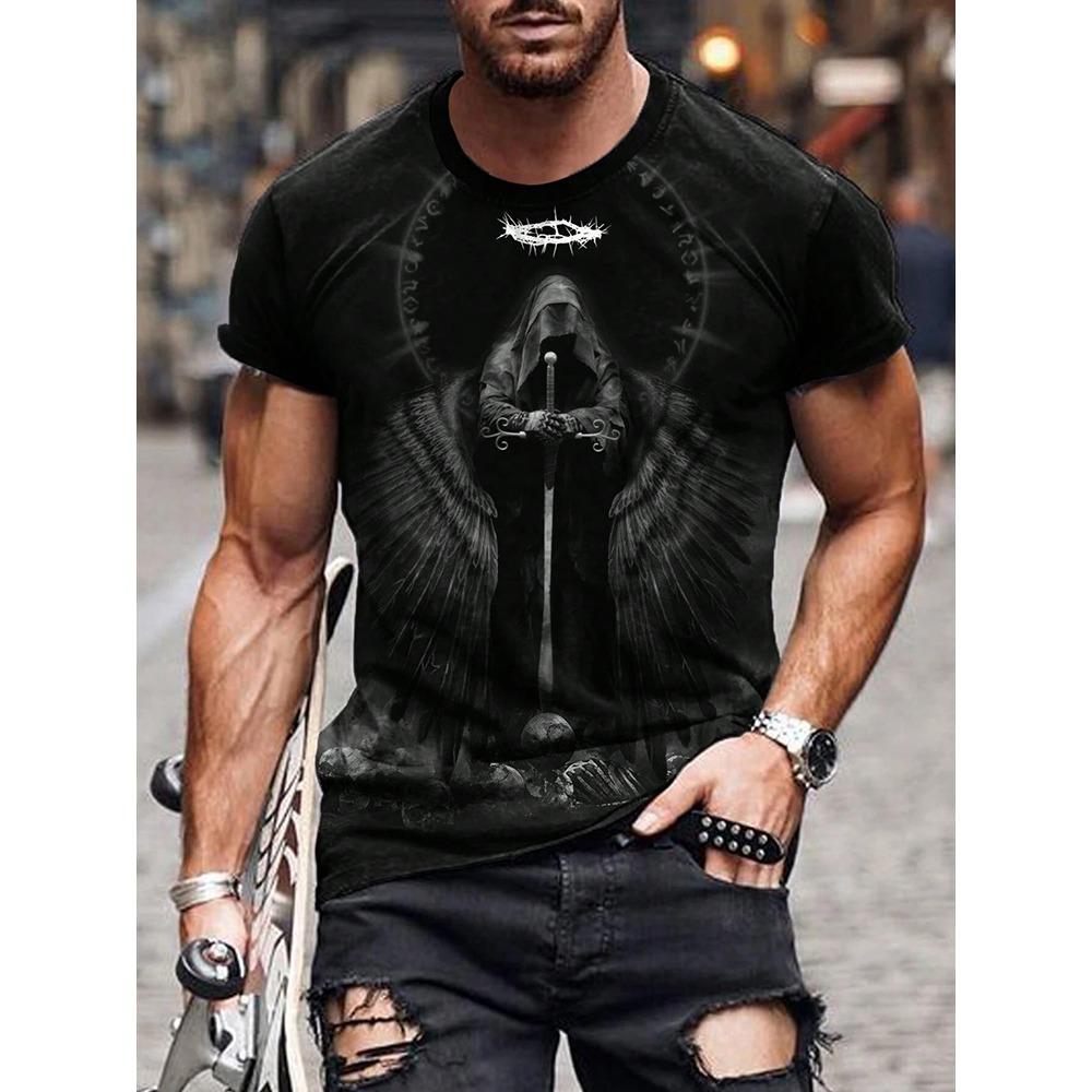 Summe Street Herren T-Shirt Totenkopf Print Herren T-Shirt Lässiges Kurzarm Oberteil Outdoor Sport Mode Herren Kinder Kinder T-Shirt Kleidung