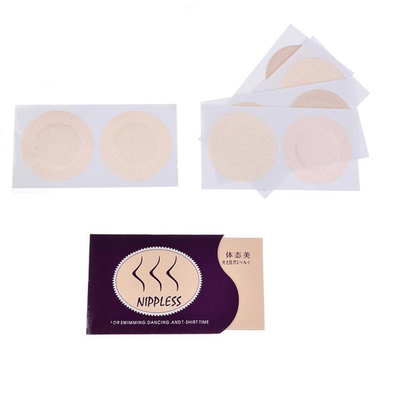 5 Pair Non-Woven Fabrics Round Shaped Chest Paste Traceless Nipple Covers Disposable Tape Stick
