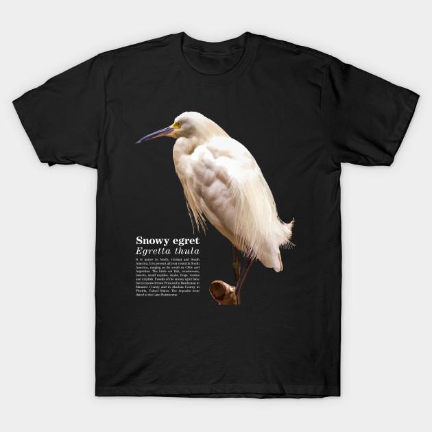 Men Black Print T-shirt Snowy Egret Tropical Bird White Text No-Cut Transfer Paper Print Cotton Tshirt XL чёрный