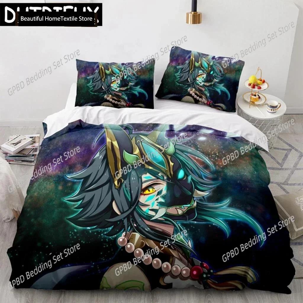 Genshin Impact Anime 3D NEW Duvet Cover Pillowcase Bedding Set Adult Boy Girl Bedroom Decoration Children Single Double Large