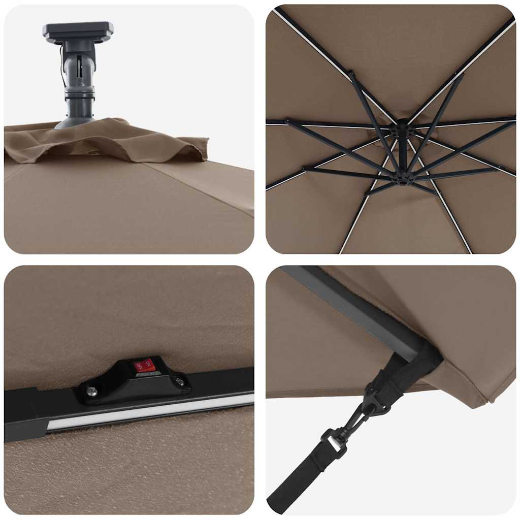 Sun Umbrella Taupe 294 X 294 X 248 Cm Polyester and Aluminum