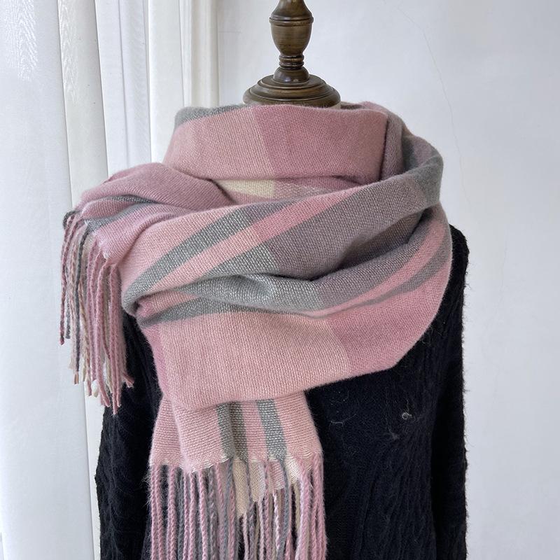 Eșarfă Plaid Cașmir Imitație Eșarfă Nouă de Iarnă Șal pentru Femei Eșarfă Groasă Europeană și Americană Caldă cu Franjuri