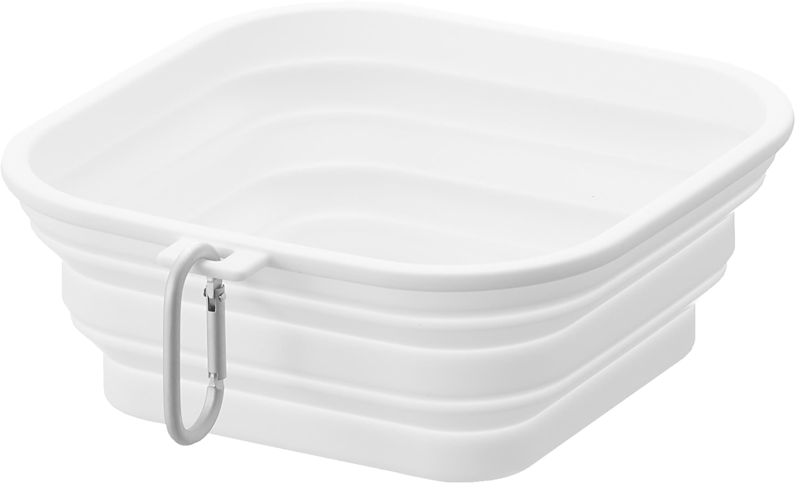 

Yamazaki Foldable Pet Food Bowl with Nooks Portable Water Dispenser with 10215 (Yamazaki Industries) Lid, Large, White, W17.3×D18.3×H2.3cm; Carabiner, белый