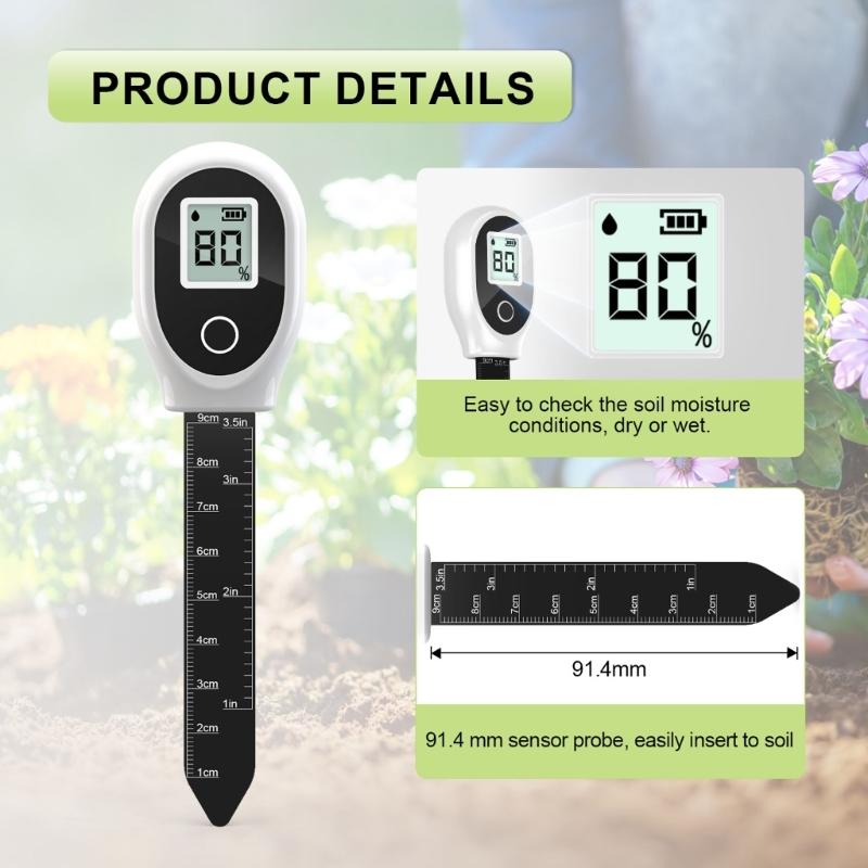 Small Soil Water Detectors Digital Moisture Meter with High Accuracy Probes Soil Testing For Home Garden Farmland Plant
