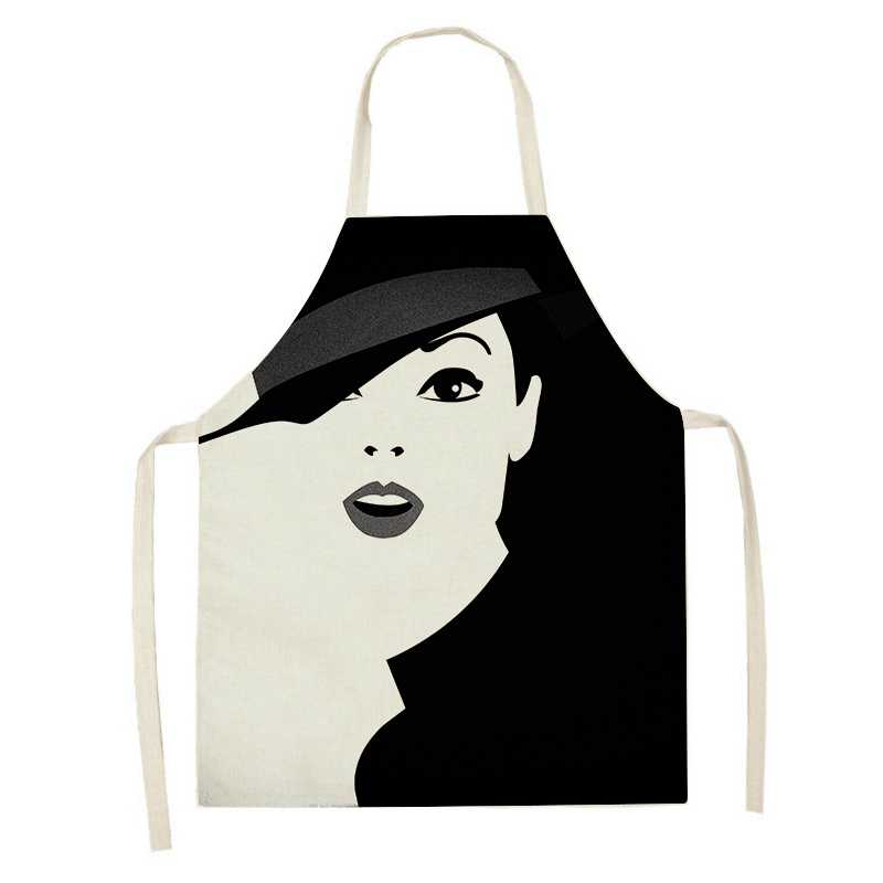 1ks Dámské grafický potisk Kuchyňské zástěry Dámské Lněný bryndák proti znečištění Bez rukávů Zástěry na čištění domácnosti Příslušenství pro domácí vaření