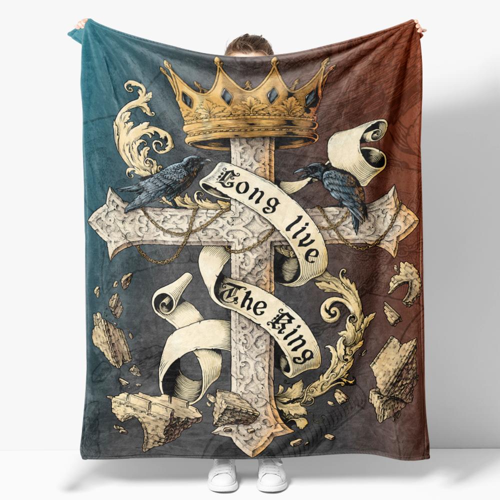 

Holy Cross Crown Flannel Throw Ring King Crow Blanket Decor Creative blankets Cozy Soft Lightweight for Couch Sofa Bed 75cmx90cm