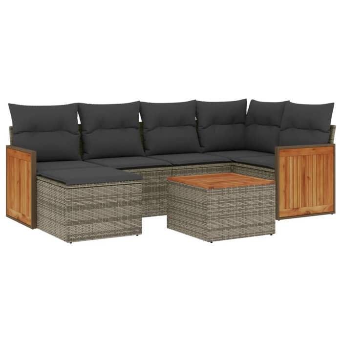 VidaXL Garden Lounge Set with Cushions 7 Pcs, Patio Sofas, Patio Furniture Set, Outdoor Furniture, Grey 3227866
