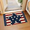Red and White Striped and Blue Background Five-pointed Star Pattern Floor Mat Suitable for Family Living Room Kitchen Bedroom