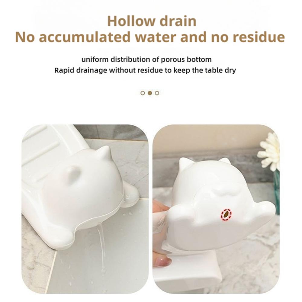 Drainable Sponge Soap Bar Container Tray Cartoon Cat Plastic Soap Box Washing Sponge Holder Decorative Storage Rack