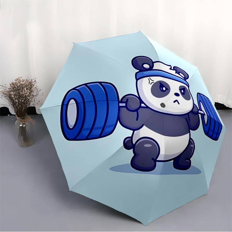 1pc Panda Fitness Auto Open/close, All-Season Portable Folding Umbrella for Women & Men, Travel, Everyday, Formal Events - Compact Luxury Parasol, Out