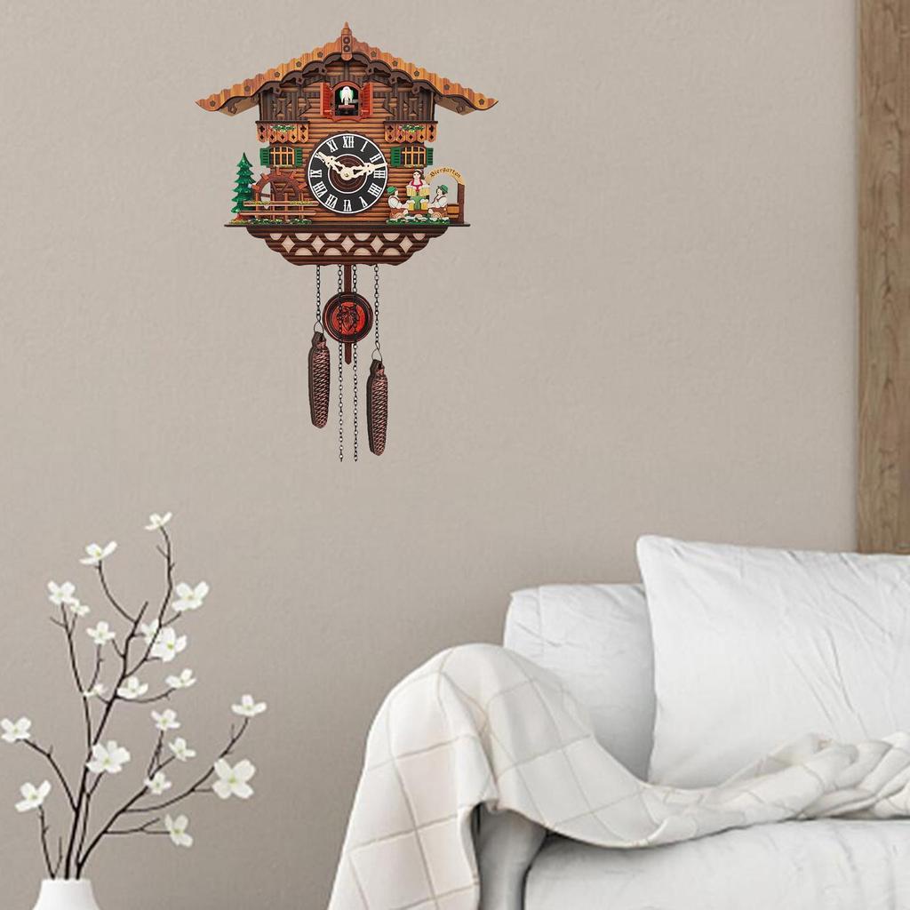 Cuckoo Clock Battery Powered Wall Clocks Handcrafted Decoration Windchime