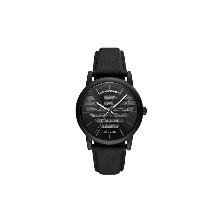 EMPORIO ARMANI LUIGI Wrist Watch Mechanical Movement Leather Strap Black Dial Men s Watches AR60032 Black Dial