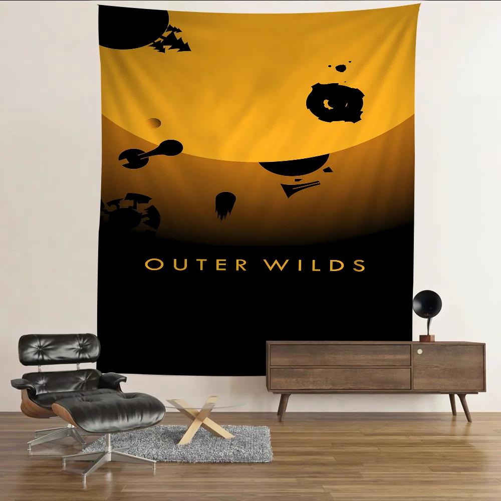 1 Outer Wilds Map Tapestry 2D Flat Print SciFi Home Decor Gamer Room Wall Hanging Practical Eye Catching Durable Fun Functional