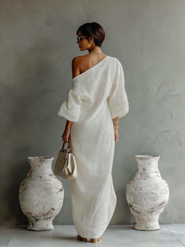 2026 Spring/Summer European Women's Off-the-Shoulder Long Dress
