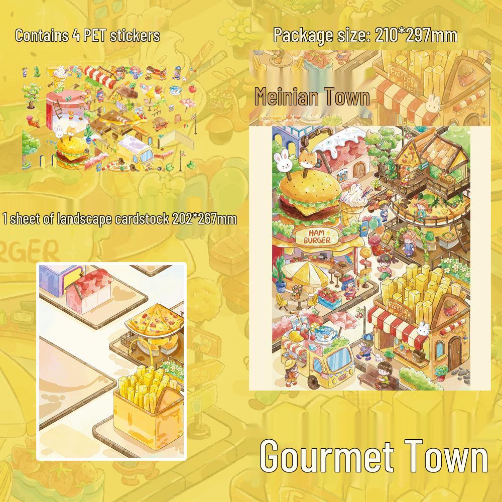 4 Large PET Sheets: Creative Children s Scenery Stickers for DIY Collage & Fun