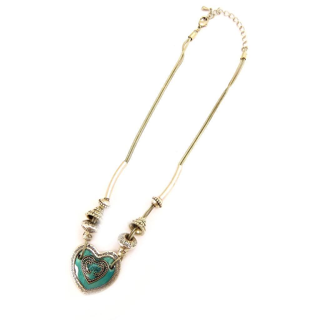 Les Trésors De Lily [E5754] - Designer Necklace 'Memories of the Past' Turquoise