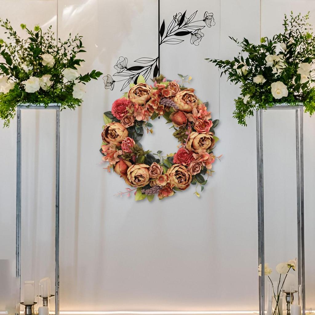 Artificial Peony Wreath Flower Arrangement Sturdy Garland for Anniversary Window
