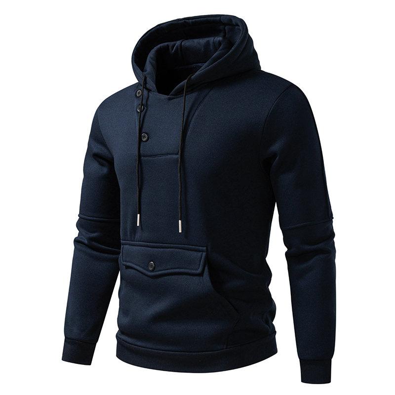 Fashion Winter Autumn Men's Casual Hoodie Big Pocket Solid Color Hooded Sweatshirt Sweatshirts Pullover Fleece Streetwear