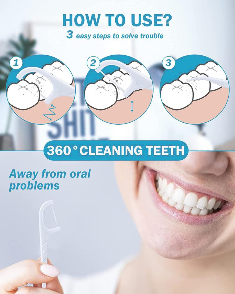 Portable Dental Floss Pick Dispenser Pop-Up Automatic Holder with 88 Count Dental Floss Sticks Storage Box Toothpicks Oral Care
