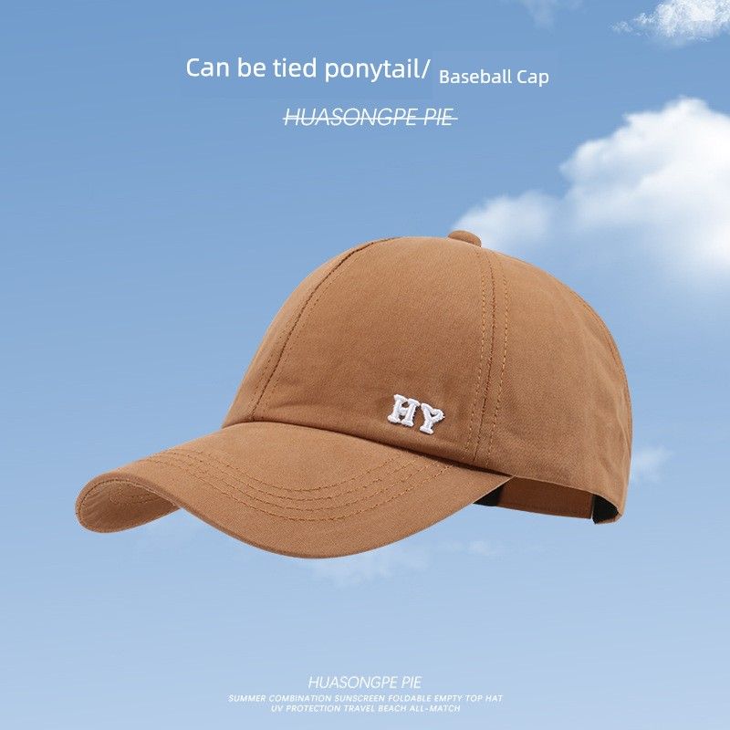

Hat Can Tie Ponytail Sunshade Baseball Cap Female Student All-Matching Sports UV Protection Spring and Summer Cycling Peaked Cap Tide C2183 half empty top HY cap camel M(56-58cm)