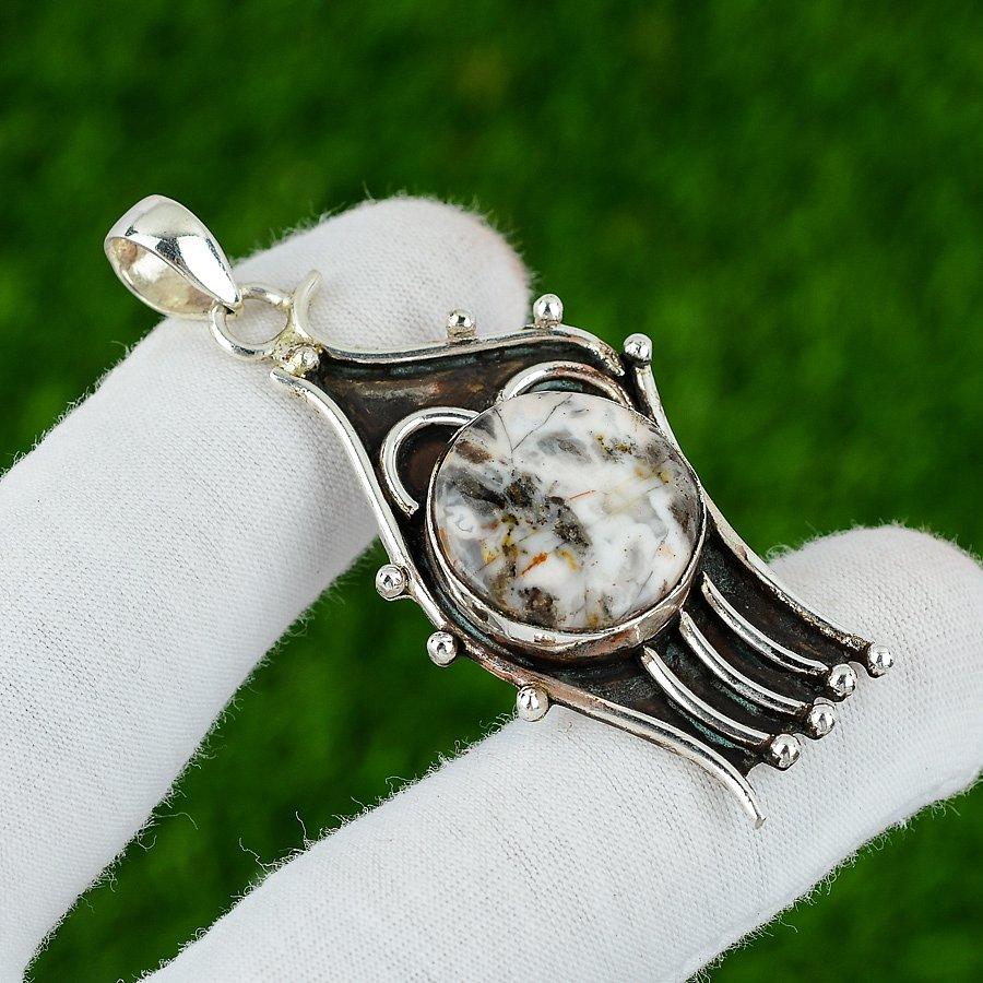 Gift For Her 925 Sterling Silver Natural Dendrite Opal Gemstone Jewelry Pendant