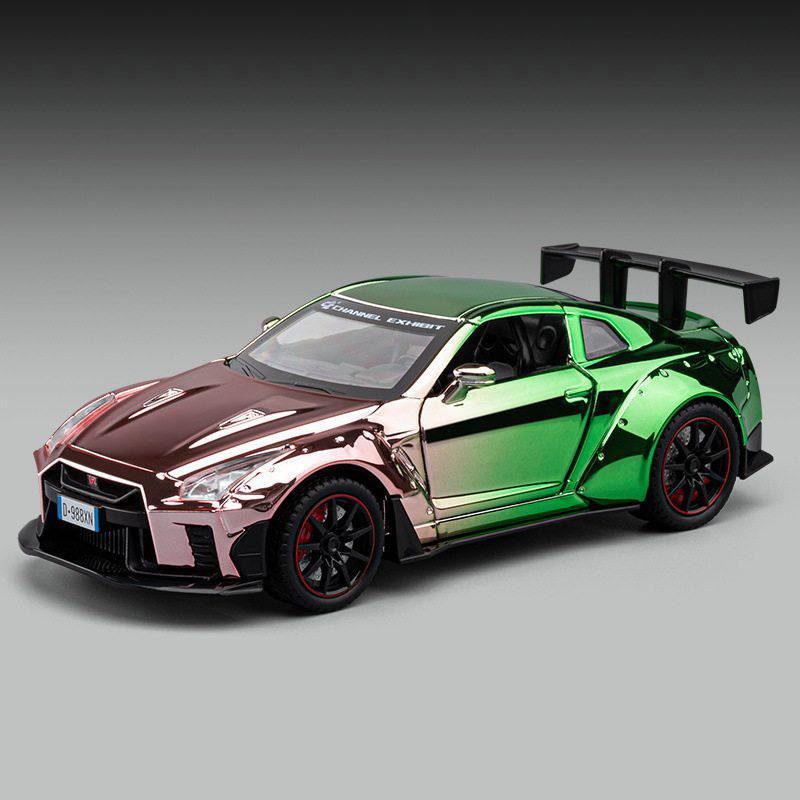 

1:22 JDM GTR GT-R R35 Supercar Alloy Car Model Sound and Light Pull Back Children s Toy Collectibles Birthday Gift зелений