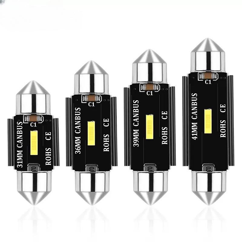 

Светодиодная лампа для салона и номерного знака автомобиля - Двусторонняя, Широковольтная, Синяя подсветка 41MM белый