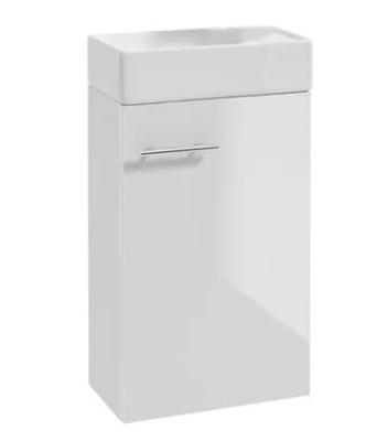 Bathroom Cabinet with Washbasin 60x40 Cm, White Gloss, Hanging, Small