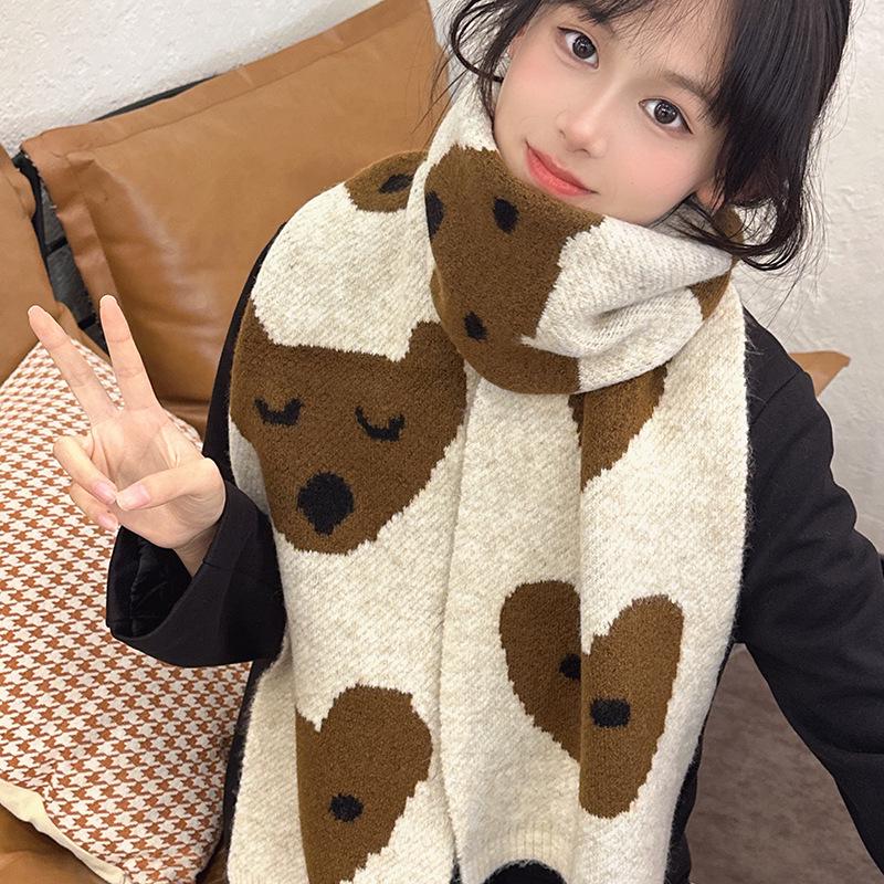 Cartoon Cute Dog Knit Scarf - Korean Style Warm & Fun Neck Warmer