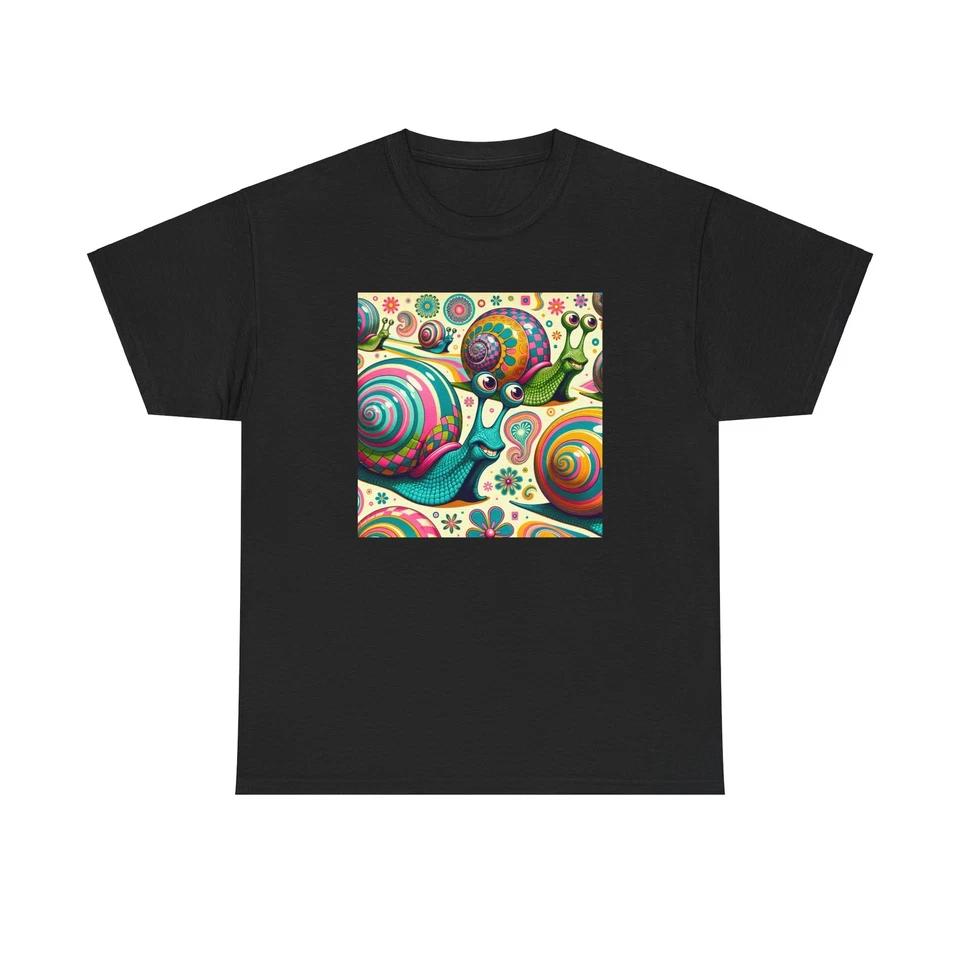 Unisex Adult T Shirt Quirky Snail Parade Retro Groovy Kitsch Art Funny Cute Tee S