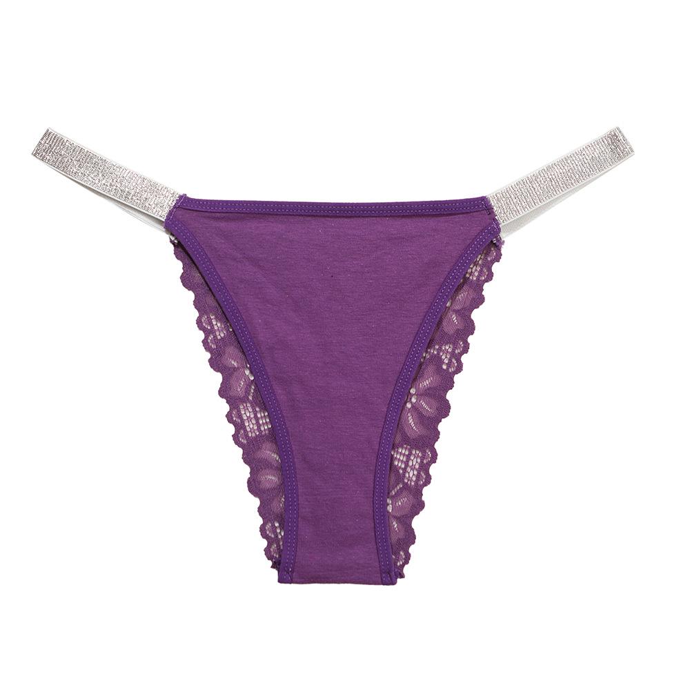 Women's Lace Low-Waist Thong: Sexy Hollow Design with Solid Color High-Elastic Silk Ribbon