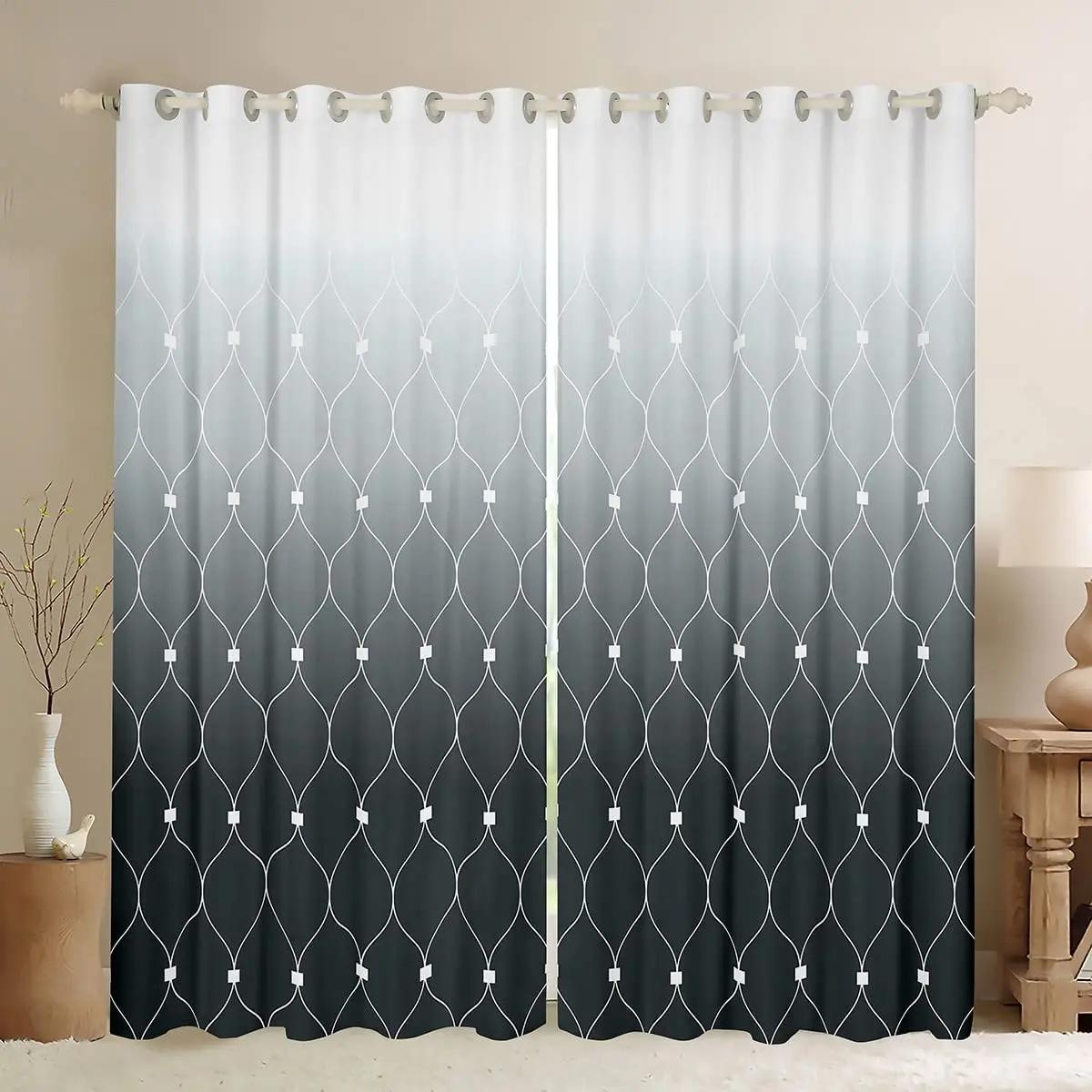 

Yellow Grey Black Geometry Thick Blackout Curtains for Living Room For Bedroom Geometric Circle Drape for Bedroom Customize Curtain W55 X H120cm X 2&Grommet Top