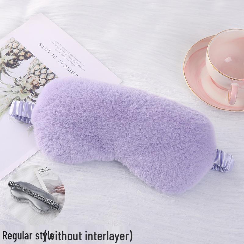 Blackout Rabbit Fur Sleep Mask - Soft, Breathable, Skin-Friendly, Plush Imitation Silk for Autumn/Winter Eye Protection.