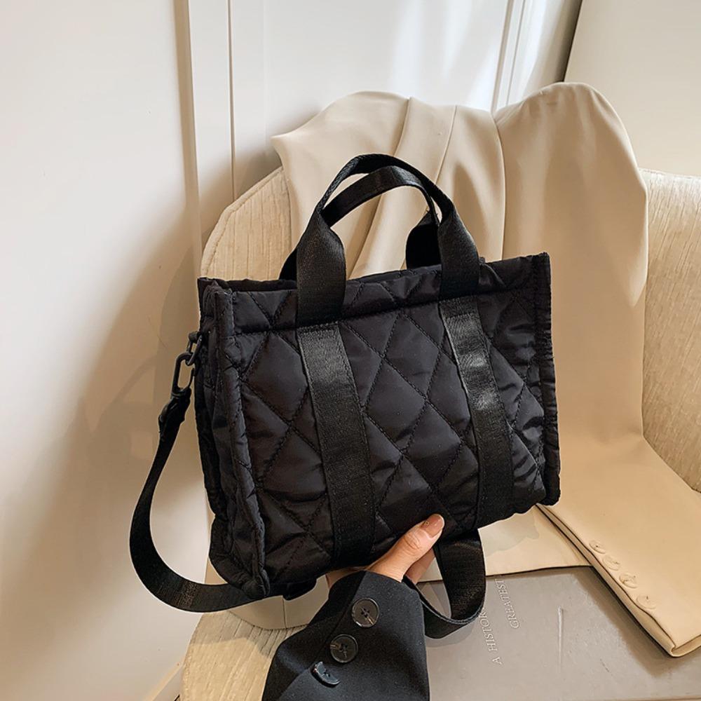 Rhombus Plaid Korean Shoulder Bag Korean Style Small Puffer Bag  Office Worker