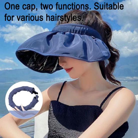Damen Sonnenhut Leeres Oberteil Design Verstellbare Passform Outdoor Breiter Rand Sonnenschutzhut Tragbar Aufrollbar Wandern