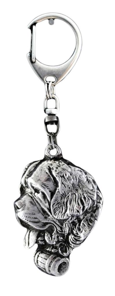 St. Bernard, Saint Bernard, Alpine Mastiff - Silver-plated key ring with a dog in a gift box, handbag decoration, backpack pendant by Art-Dog brand