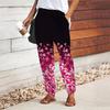 Women Flower Printing Pants Lace Up Elastic Waist Loose  Trousers Casual Long Pants Trousers with Pockets