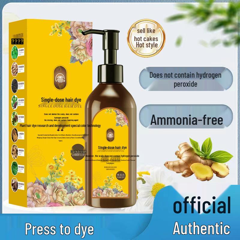 Cremă de vopsea de păr pe bază de plante: Delicat, Non-Agressiv, Nu Necesită Înălbitor, Acoperire Păr Gri, Sigur pentru Scalp, Aplicare O Singură Dată.