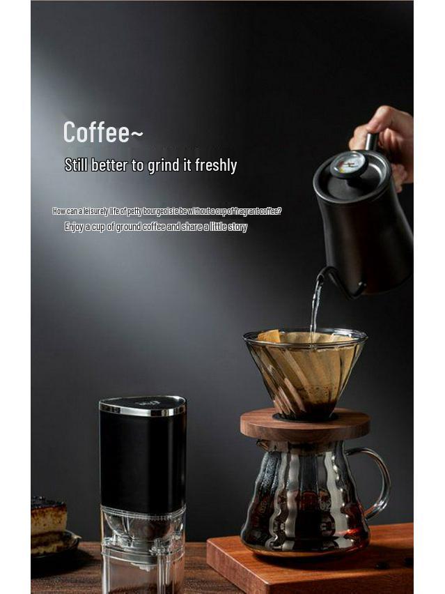 Electric Coffee Bean Grinder - Portable Hand-Crank Coffee Maker, Small Automatic & Household Use