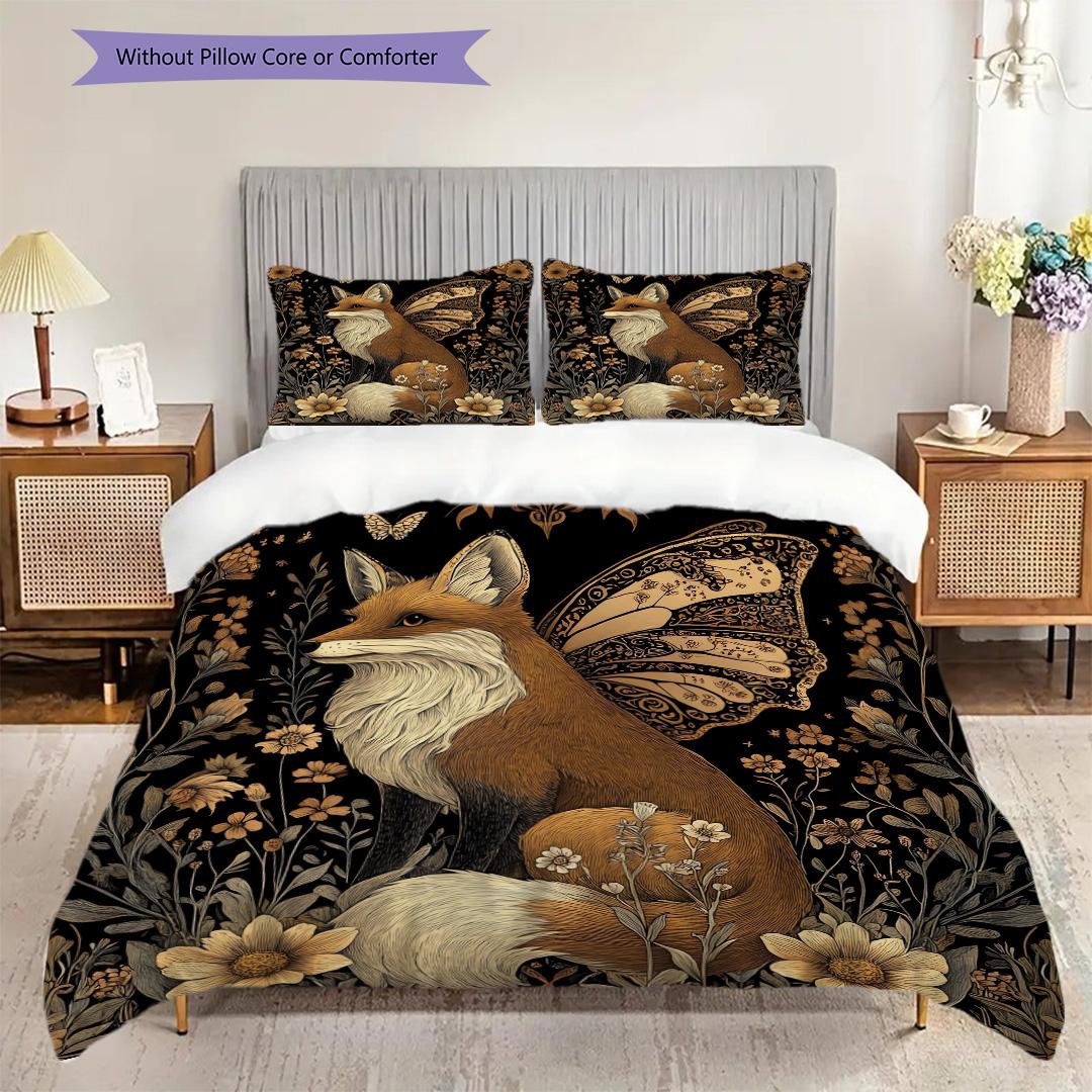 

Fox Pattern Bedding Quilt Set Quilt Cover Pillowcase Home Decoration Birthday Gift (1 * duvet cover + 2 * pillowcase, without core) 135x200cm