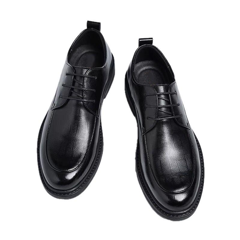 Leather shoes men's shoes formal wear British casual soft-soled green dating men's shoes