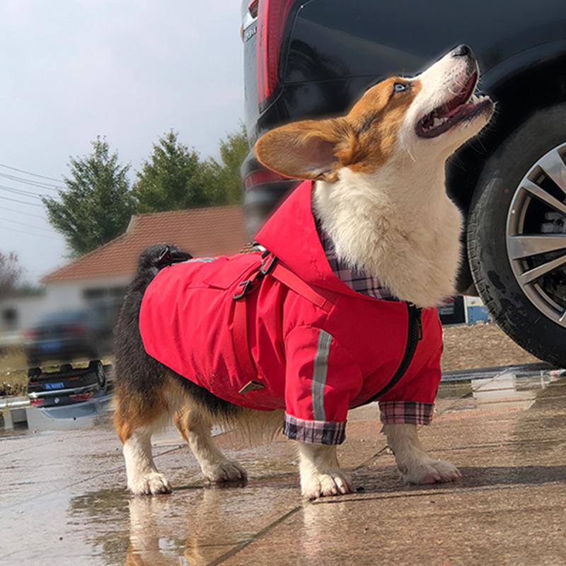Reflective Puppy Dog Raincoat with Harness Waterproof Pet Clothes Yorkshire Outfit Apparels Masoctas Impermeables Para La Lluvia