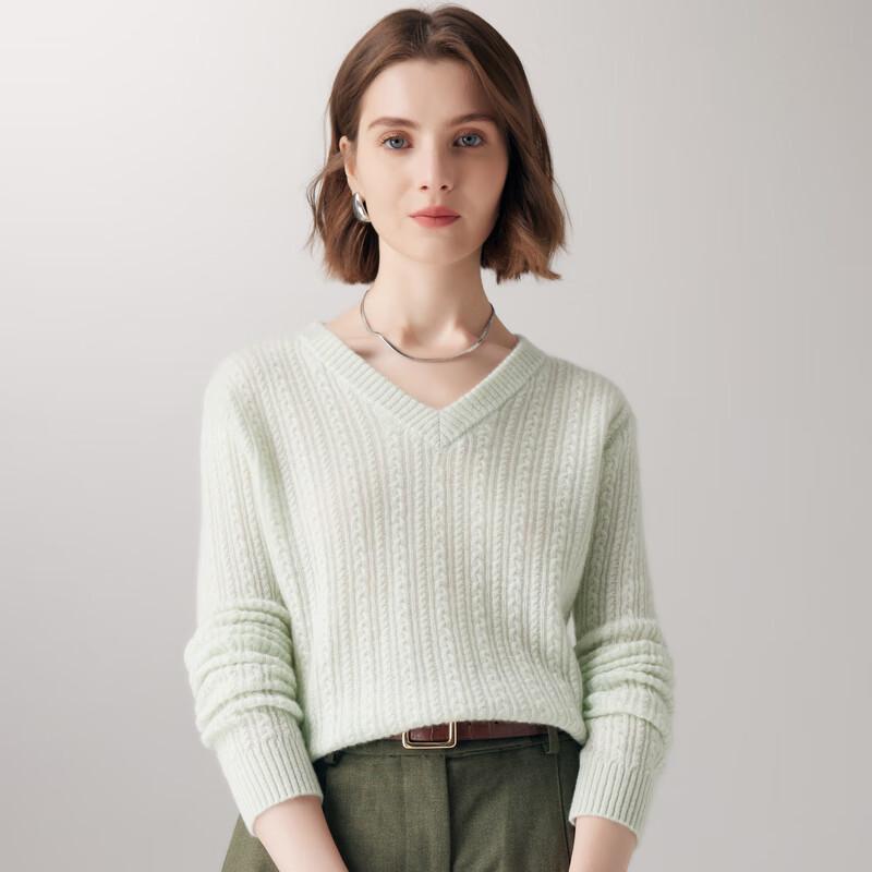 Paluo Women's 100% Cashmere V-Neck Sweater