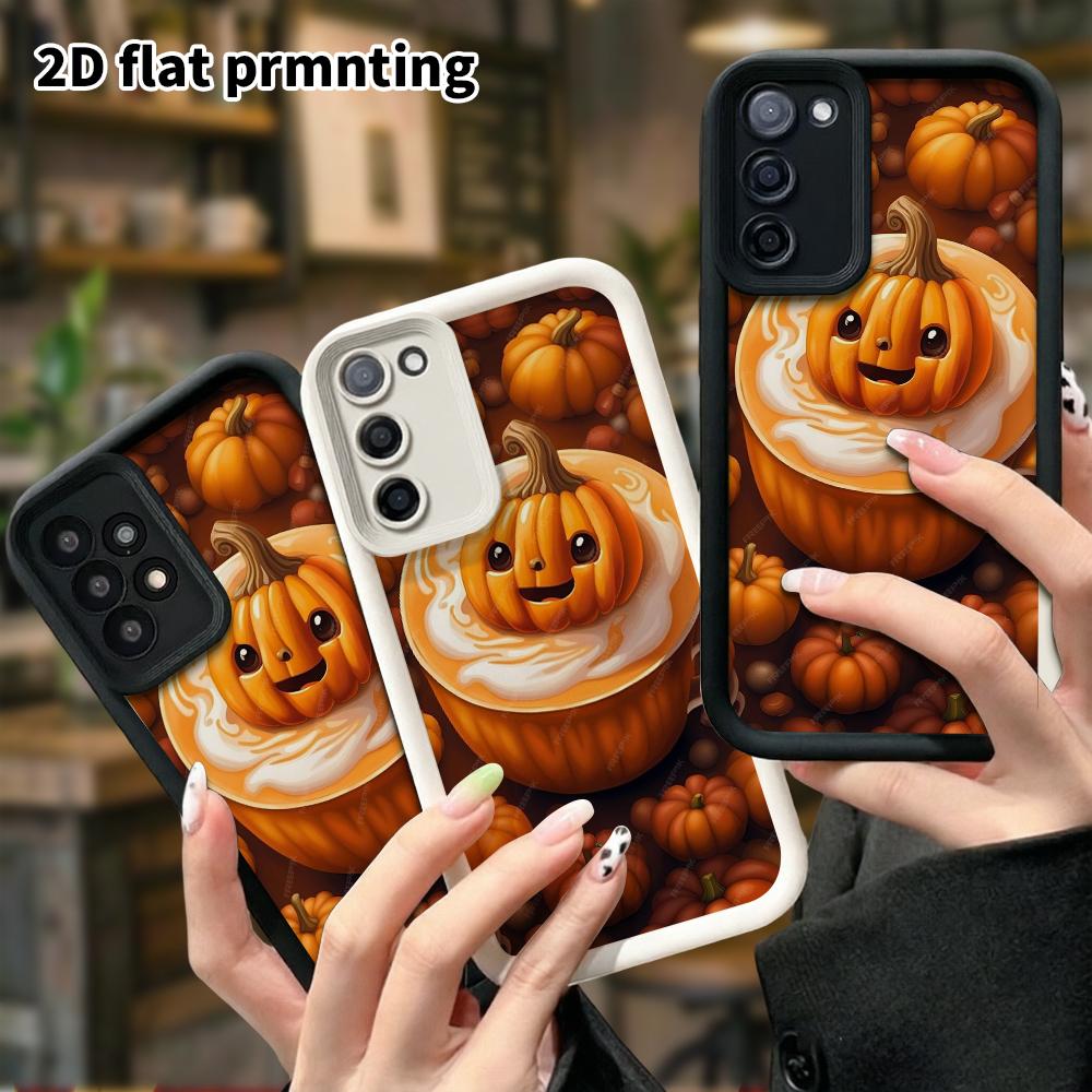 Phone Case: 2D Flat Samsung Galaxy A34 A35 M05 M06 S20 S22 S21 FE Plus 5G Layered Protective Case with Cartoon Pumpkin Head, Christmas and Halloween G
