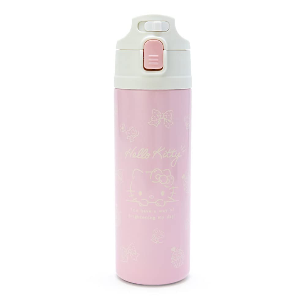 Sanrio Water Direct Stainless Steel Hello Comes with Shoulder Strap Name 212296 (SANRIO) Children's Bottle, 470ml, Drink, One-Touch Opening, Bottle,