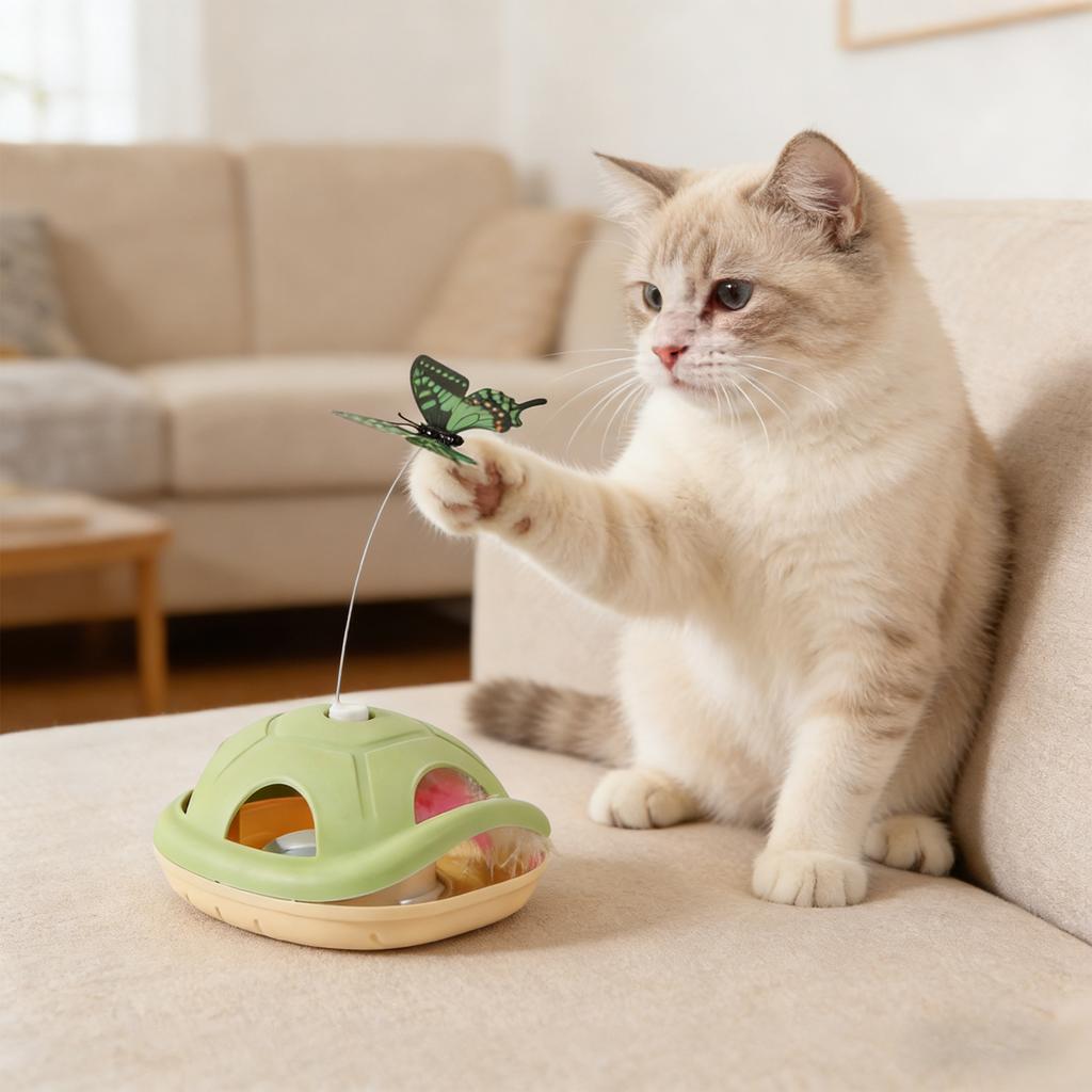 Electric Automatic Rotating Butterfly Cats Toy - Turtle  Shape Interactive Pet Toy For Cats' Self-Entertainment & Hunting Stimulation