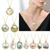 Elegant Oil Painting Bivalve Charm Necklace 10 Multicolored Artistic Designs Thin Metal Mixture Fashion Addition