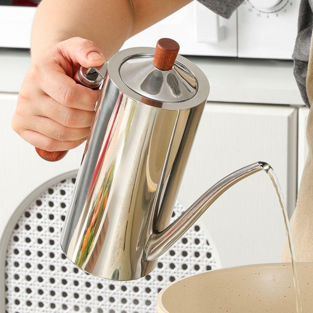 Dust-Proof Kitchen Oil Bottle Drip-Proof Condiment Dispenser Stainless Steel Oil Pot Home