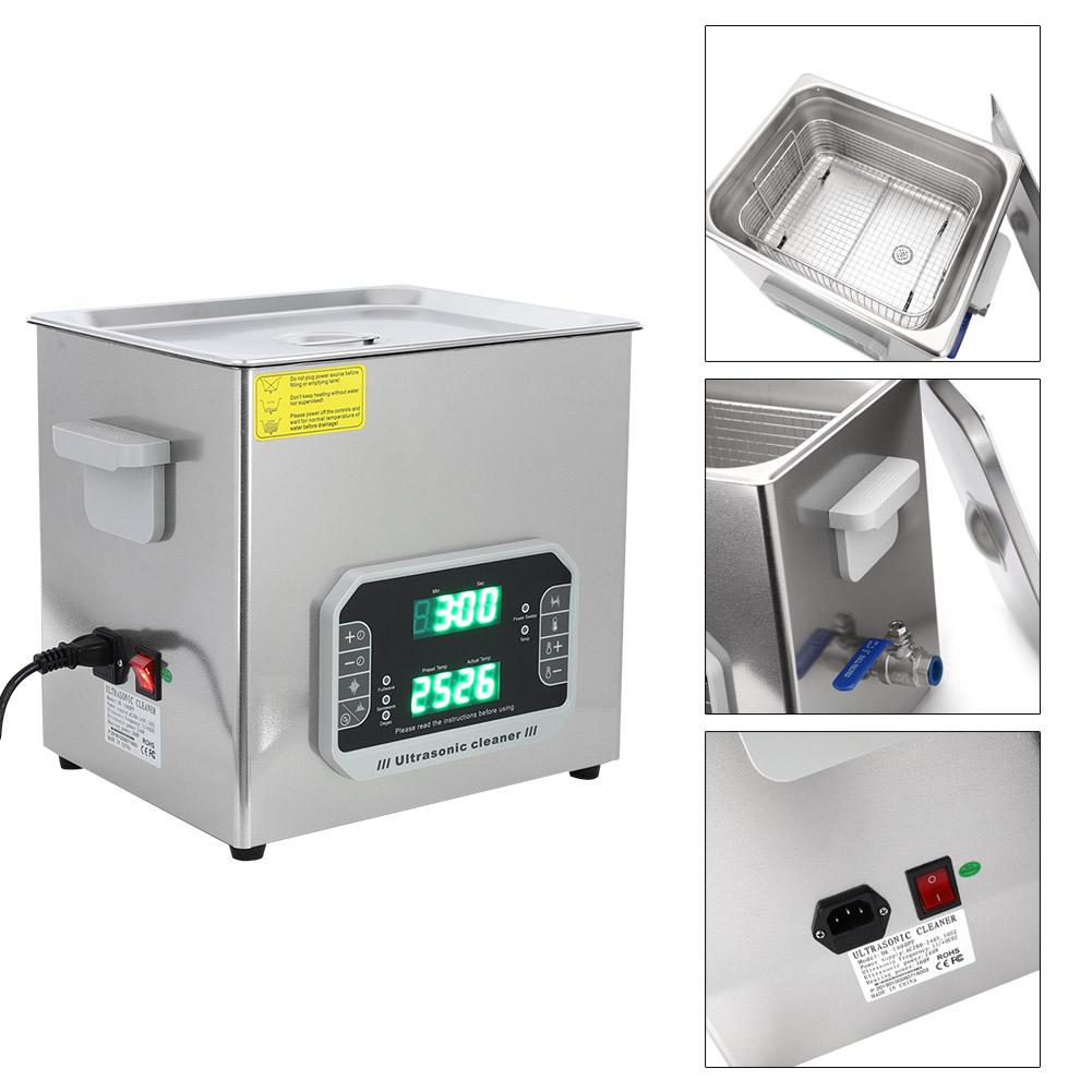 10L Ultrasonic Cleaner Multifunctional Waterproof Touch Stainless Steel Jewelry Glasses Cleaning Tool US Plug 100 127V