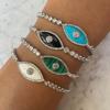 Devil's Eye Gold-Plated Necklace & Bracelet Set with Zirconia Stone, 18K Stainless Steel, European & American Style.
